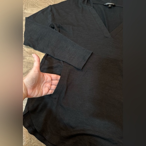 Banana Republic Luxespun Hoodie Women’s SM Black   V-Neck Pockets Soft Pullover - Picture 7 of 14